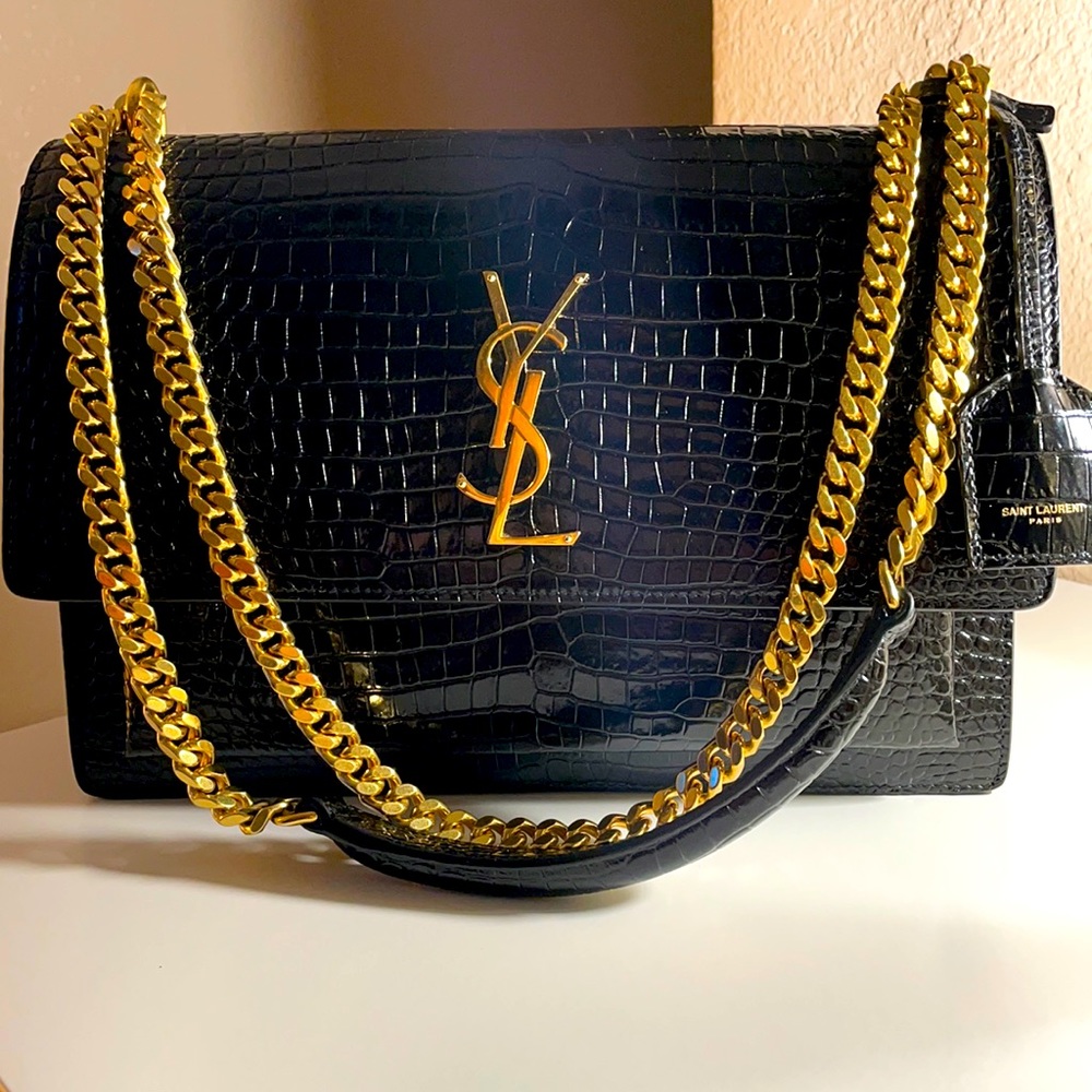 COPY - SAINT LAURENT SUNSET IN CROCODILE-EMBOSSED LEATHER